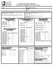 RN to BSN Worksheet - The College of Coastal Georgia