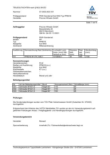 TEILEGUTACHTEN nach Â§19(3) StVZO Nummer 07-0430-A03-V01 ...