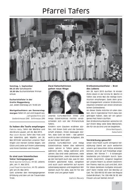 Pfarrblatt Nr. 7/8 - Pfarrei Heitenried