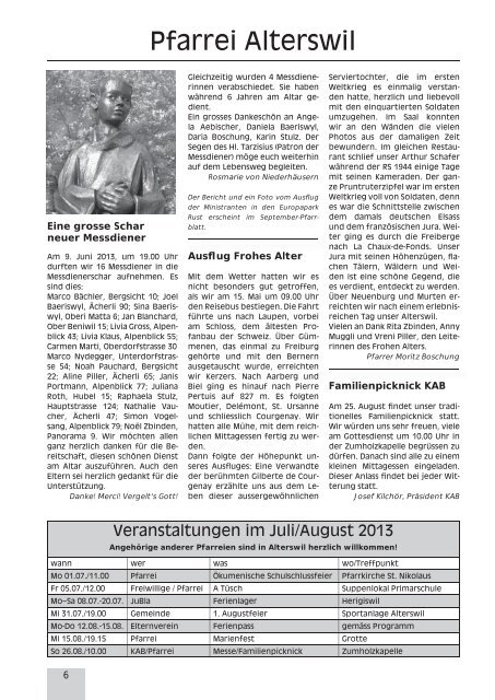 Pfarrblatt Nr. 7/8 - Pfarrei Heitenried