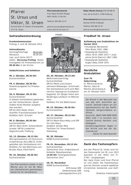 Pfarrblatt Nr. 10 - Pfarrei Heitenried