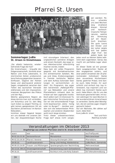 Pfarrblatt Nr. 10 - Pfarrei Heitenried