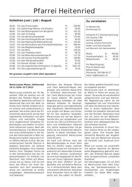 Pfarrblatt Nr. 10 - Pfarrei Heitenried