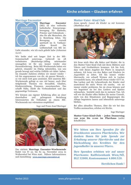 Pfarrbrief Herbst 2013 ist online - Pfarrgemeinde Sankt Elisabeth