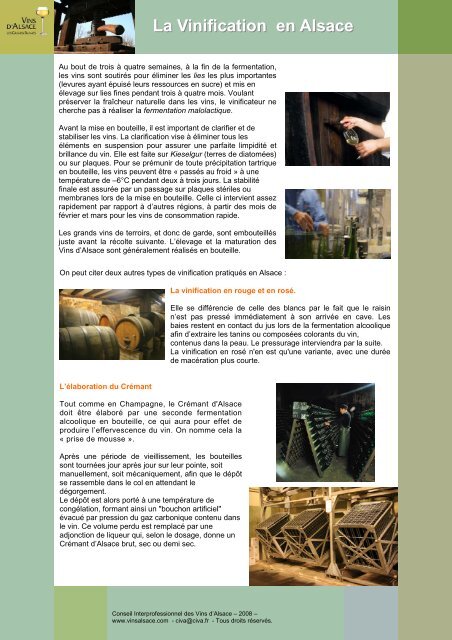 La vinification en Alsace (PDF) - Vins d'Alsace