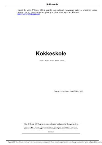 Kokkeskole - Vins d'Alsace