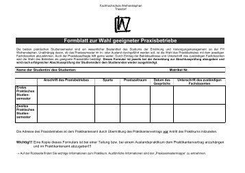Formblatt zur Wahl geeigneter Praxisbetriebe - Praktikantenamt ...