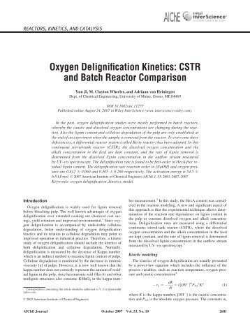 Oxygen delignification kinetics: CSTR and batch reactor comparison