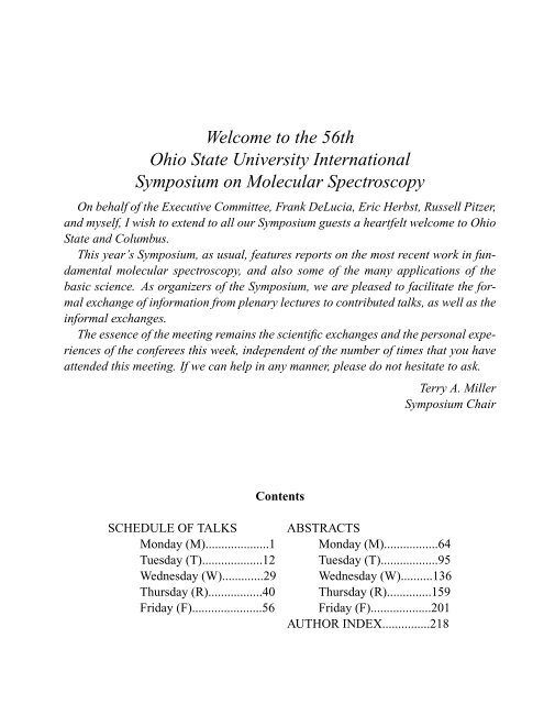 Abstract Book International Symposium On Molecular Spectroscopy