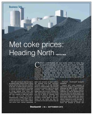 Met coke prices: - Steelworld