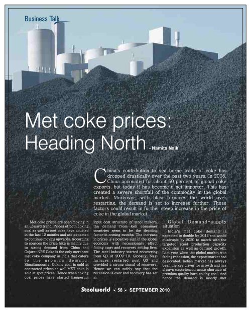Met coke prices: - Steelworld