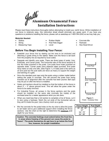 Aluminum Ornamental Fence Installation Instructions - Jerith