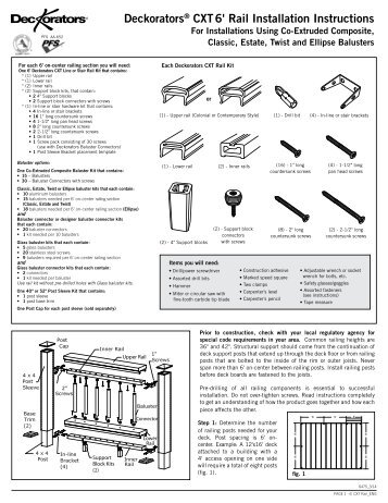 Deckorators CXT 6' Railing Installation Instructions - Trilingual