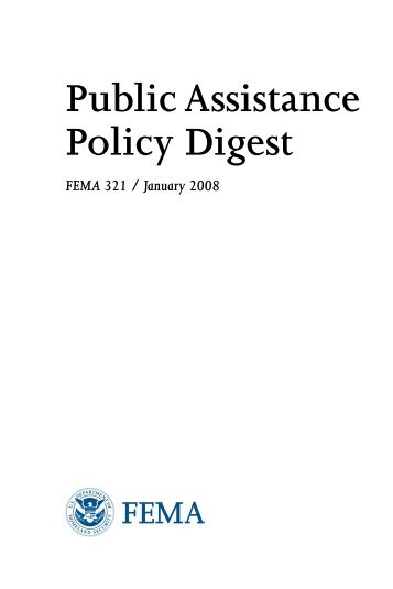 Public Assistance Policy Digest, FEMA 321 - APWA