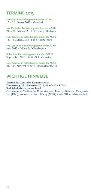 100. Zentrales Fortbildungsseminar - AGKB