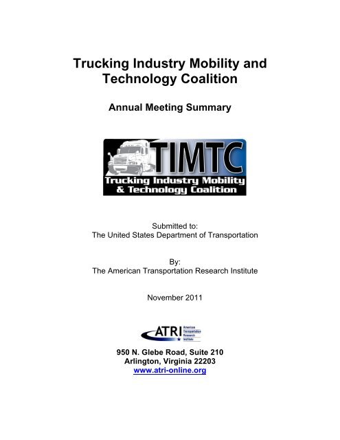 Meeting Summary (pdf) - Trucking Industry Mobility and Technology ...