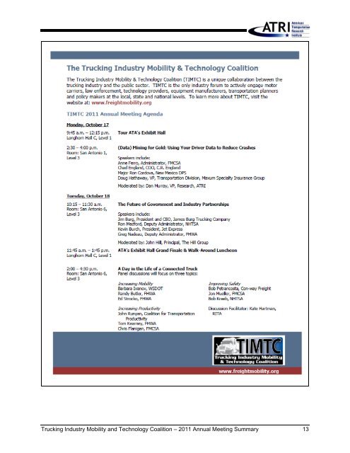 Meeting Summary (pdf) - Trucking Industry Mobility and Technology ...