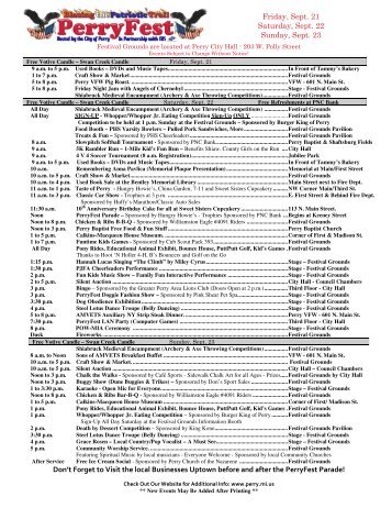 PerryFest Schedule - City of Perry, MI