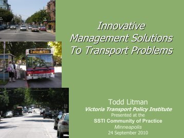Innovative Management Solutions To Transport Problems - SSTI