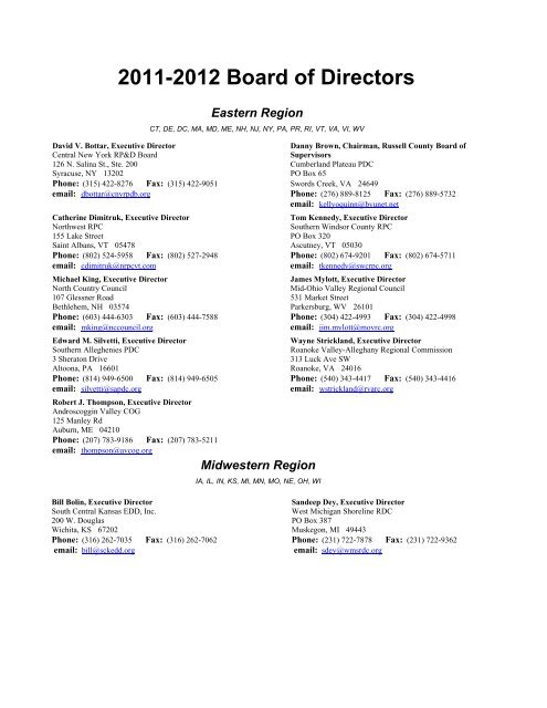 2011-2012 Board of Directors - NADO.org