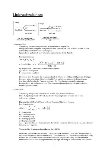 Linienaufspaltungen - Ralph Wagner Homepage