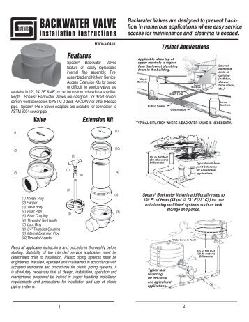 BACKWATER VALVE Installation Instructions - Drainage Solutions ...