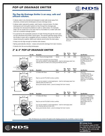 POP-UP DRAINAGE EMITTER - Drainage Solutions, Inc.