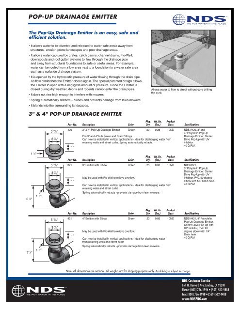 Pop Up Drainage Emitter Drainage Solutions Inc