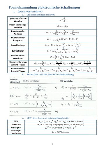 Formelsammlung elektronische Schaltungen - EIT Board