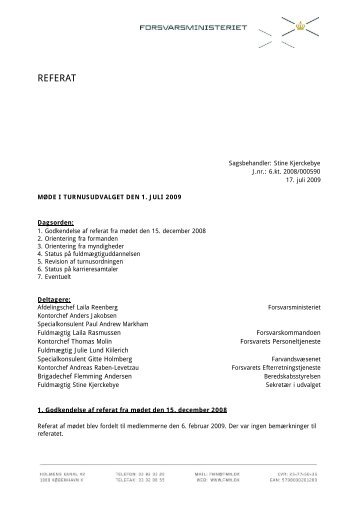 REFERAT - Forsvarsministeriet