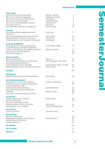 SemesterJournal 1/05 - MBA Programme der HWR Berlin