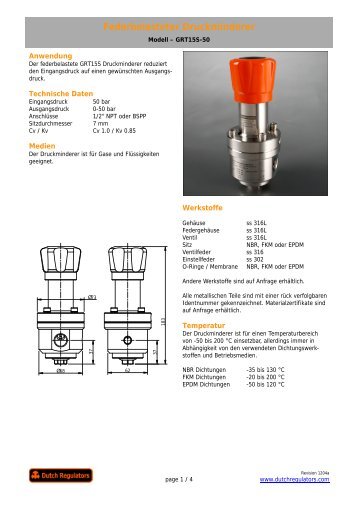 Federbelasteter Druckminderer - IMPCO-Metall GmbH