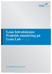 Lean Introduksjon Praktisk simulering pÃ¥ Lean Lab â 3 dager
