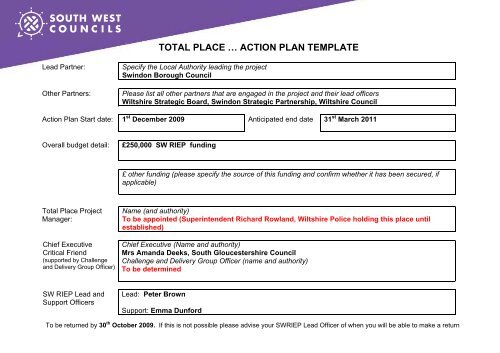 TOTAL PLACE â¦ ACTION PLAN TEMPLATE - South West Councils