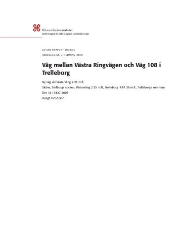 UV Syd Rapport 2009:15 - RiksantikvarieÃ¤mbetet, avdelningen fÃ¶r ...