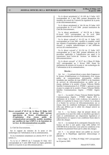 JOURNAL OFFICIEL DE LA REPUBLIQUE ALGERIENNE N ... - ARPT
