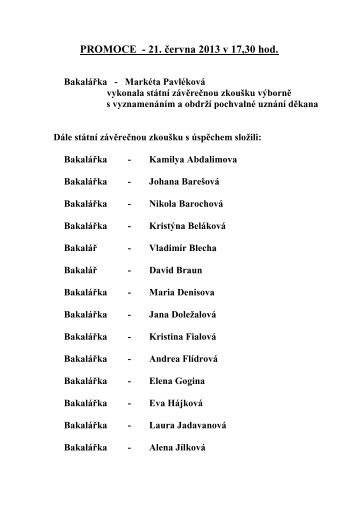 PROMOCE - 21. Äervna 2013 v 17,30 hod. - OIKT