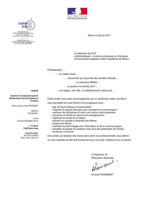 Le mot de l'IEN - Académie de Reims