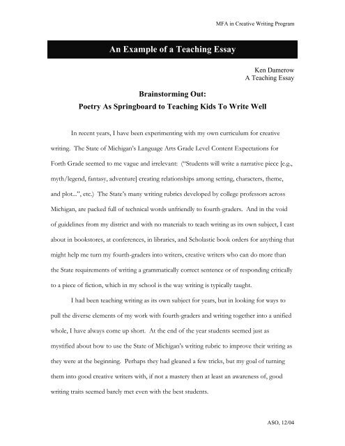 An Example of a Teaching Essay - Goddard College's Intranet