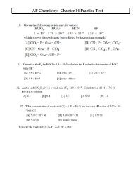 AP Chemistry: Chapter 14 Practice Test