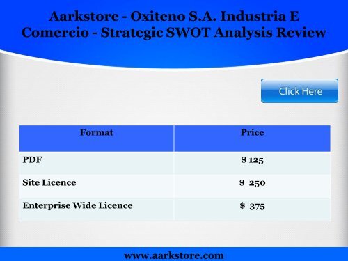 Aarkstore - Oxiteno S.a. Industria E Comercio - Strategic SWOT Analysis Review