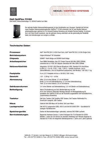 Dell OptiPlex FX160 Technische Daten