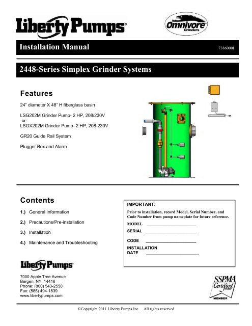 Installation Manual - Liberty Pumps