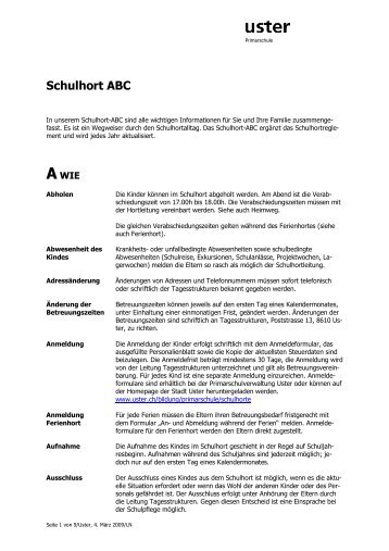 Schulhort ABC - Schule HasenbÃ¼hl Wermatswil