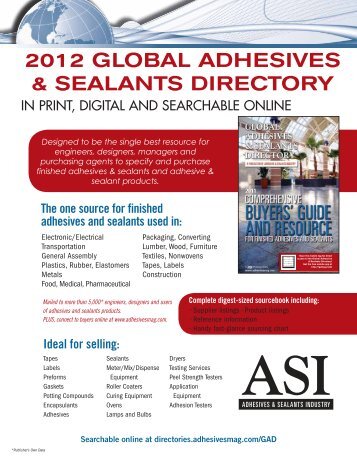 2012 global adhesives & sealants directory - BNP Media Directories ...