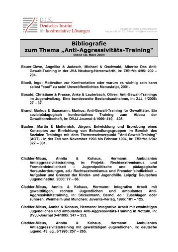 Bibliografie zum Thema „Anti-Aggressivitäts-Training“ - konfrontativ.de