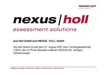 Aus Holl GmbH wird NEXUS / HOLL GmbH : Die Holl GmbH ist seit ...