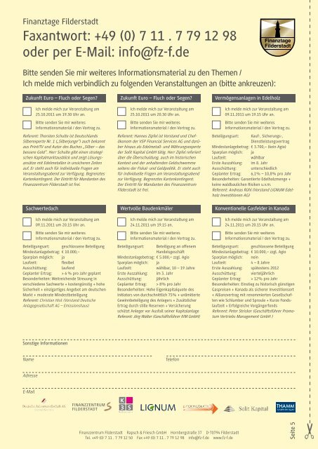 2. Finanztage Filderstadt - Finanzzentrum Filderstadt