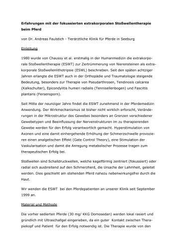 REFERAT STOSSWELLE von Dr. Andreas Faulstich