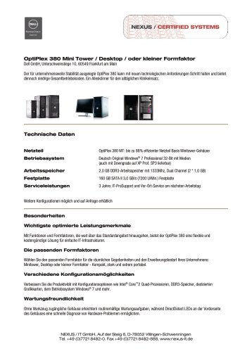 OptiPlex 380 Mini Tower / Desktop / oder kleiner Formfaktor ...